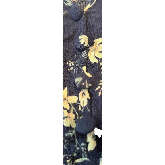 SKY AND SPARROW LONG SLV, V-NECK MINI WAIST DRESS, WOMEN, XS, BLUE - FLORAL PATT - Picture 6 of 12